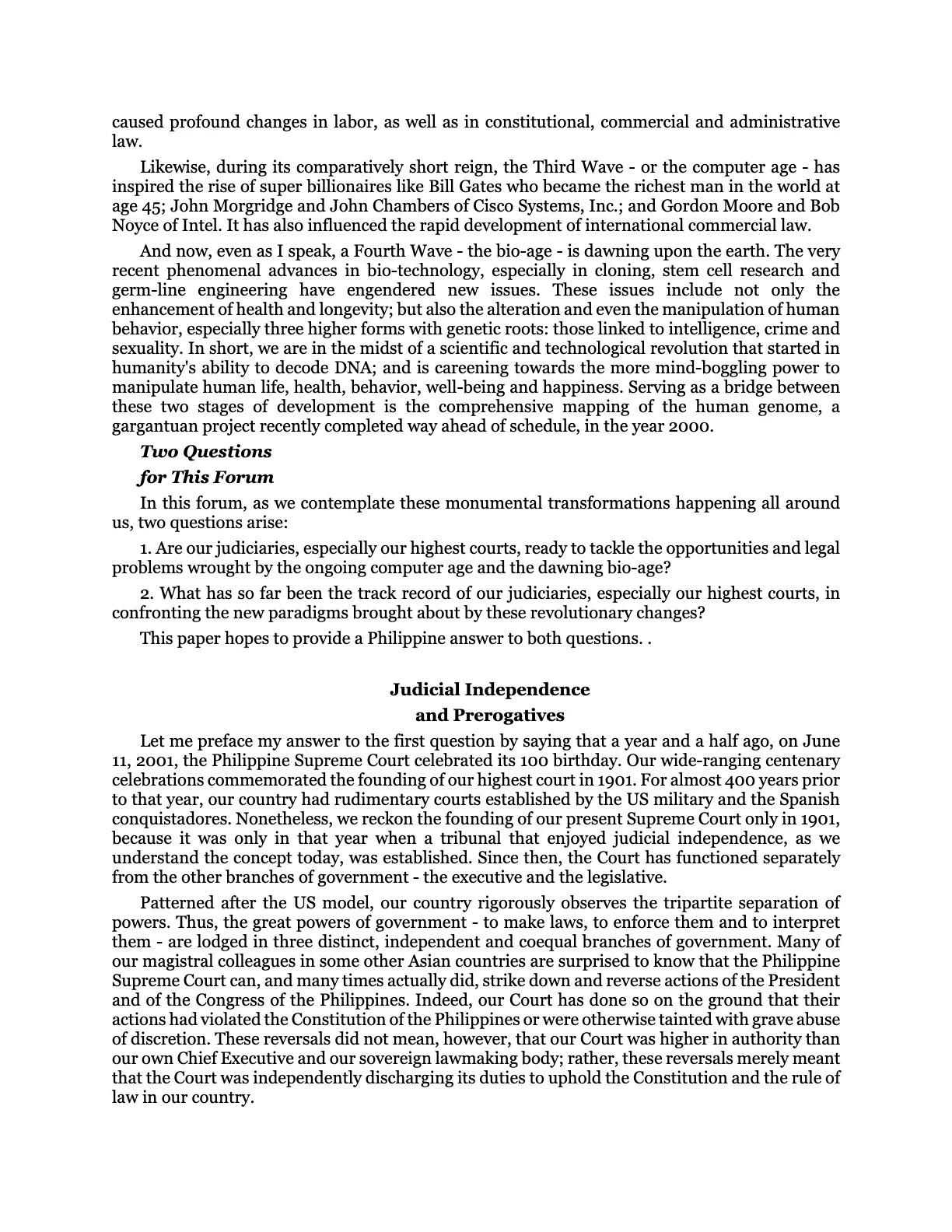 The Bio-Age Dawns on the Judiciary, page 20