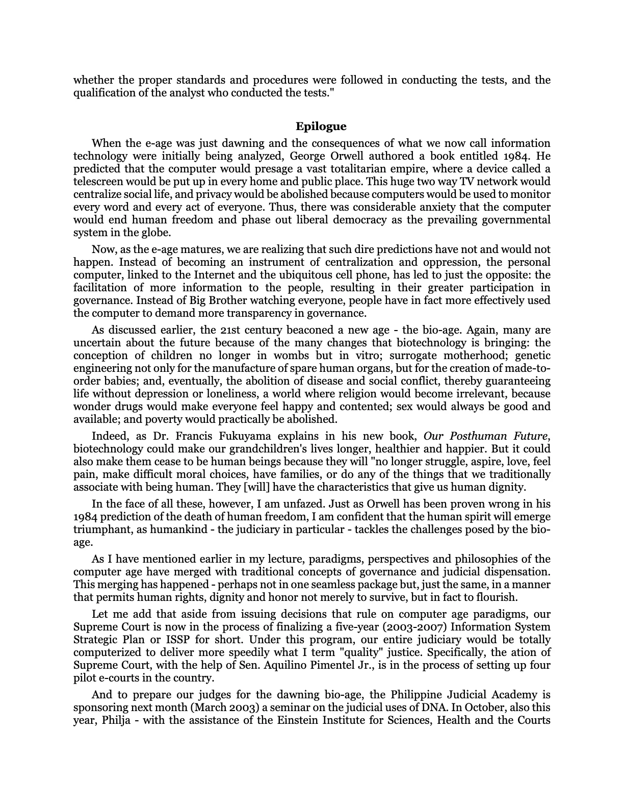 The Bio-Age Dawns on the Judiciary, page 37