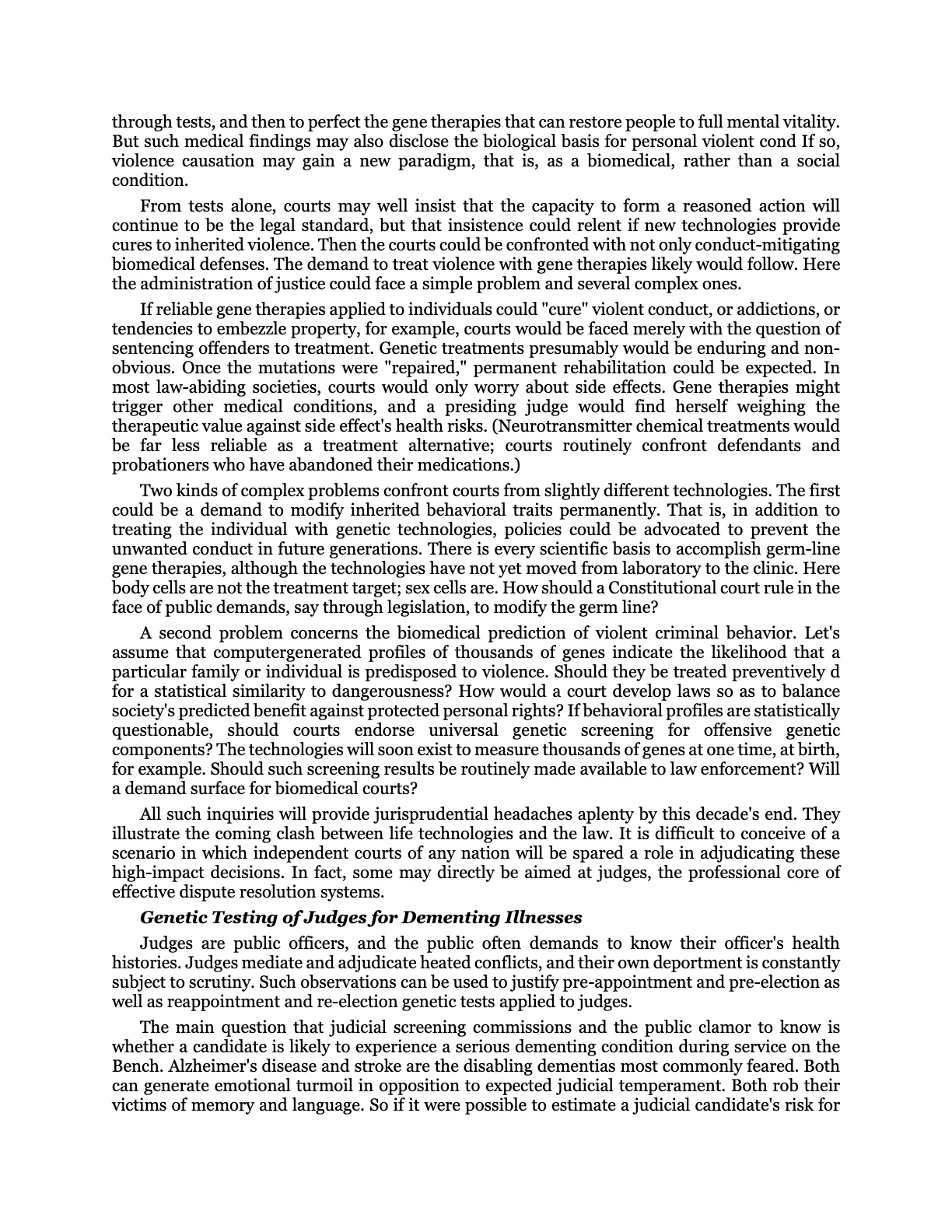 The Bio-Age Dawns on the Judiciary, page 139