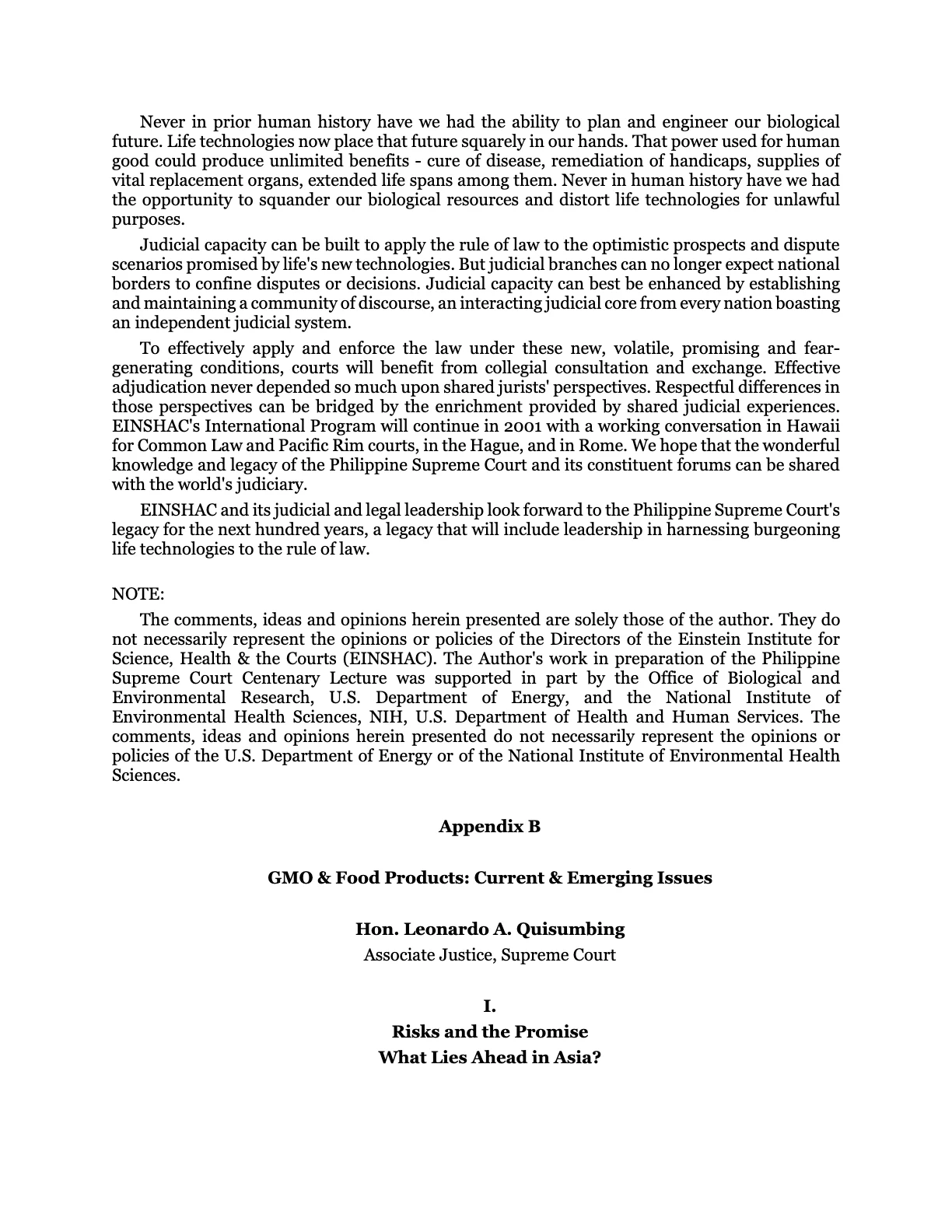 The Bio-Age Dawns on the Judiciary, page 144