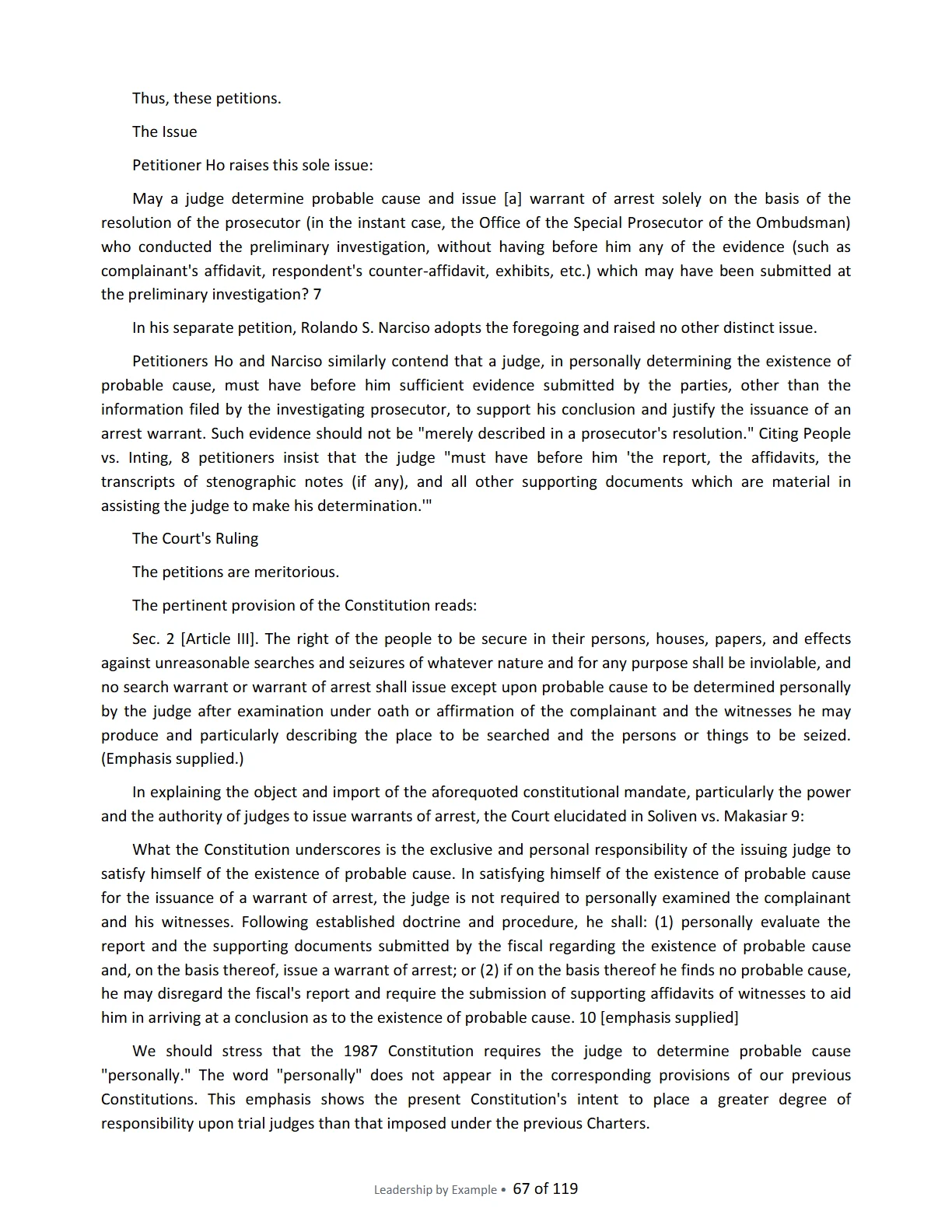 Leadership by Example: The Davide Standard, page 67
