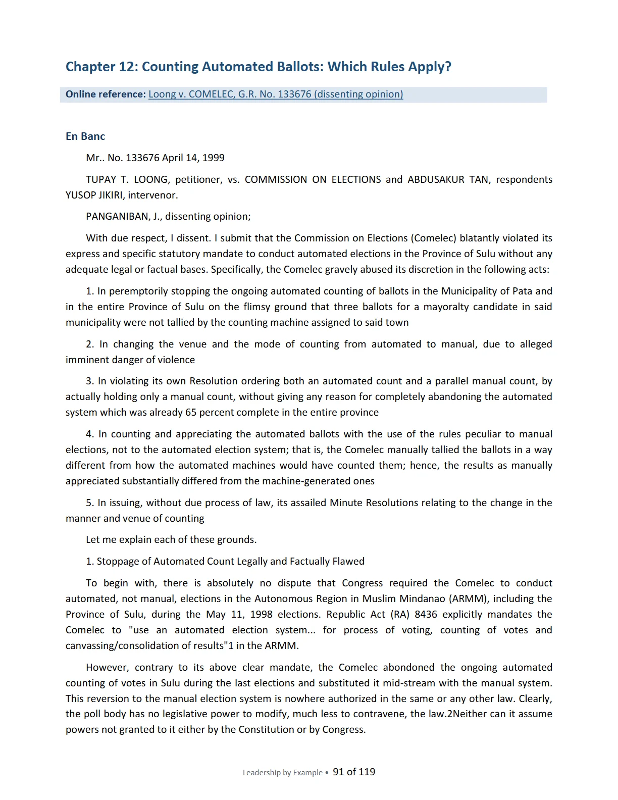 Leadership by Example: The Davide Standard, page 91