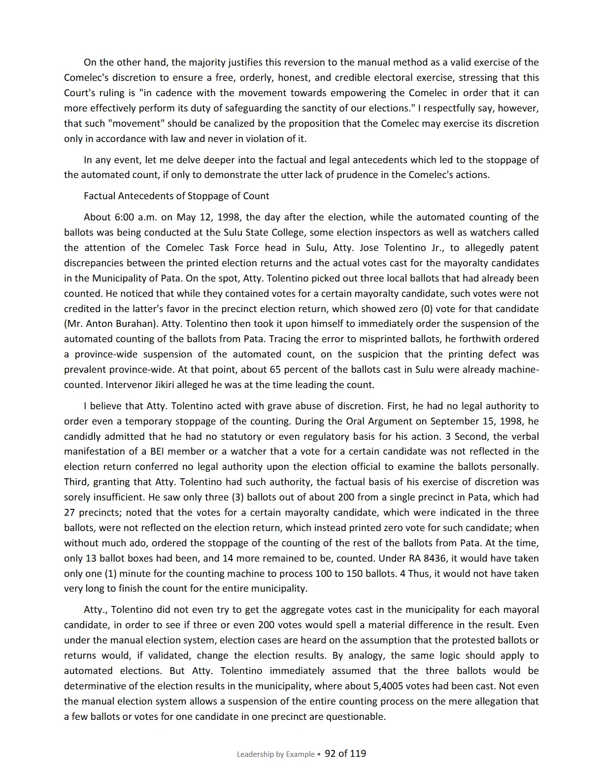 Leadership by Example: The Davide Standard, page 92