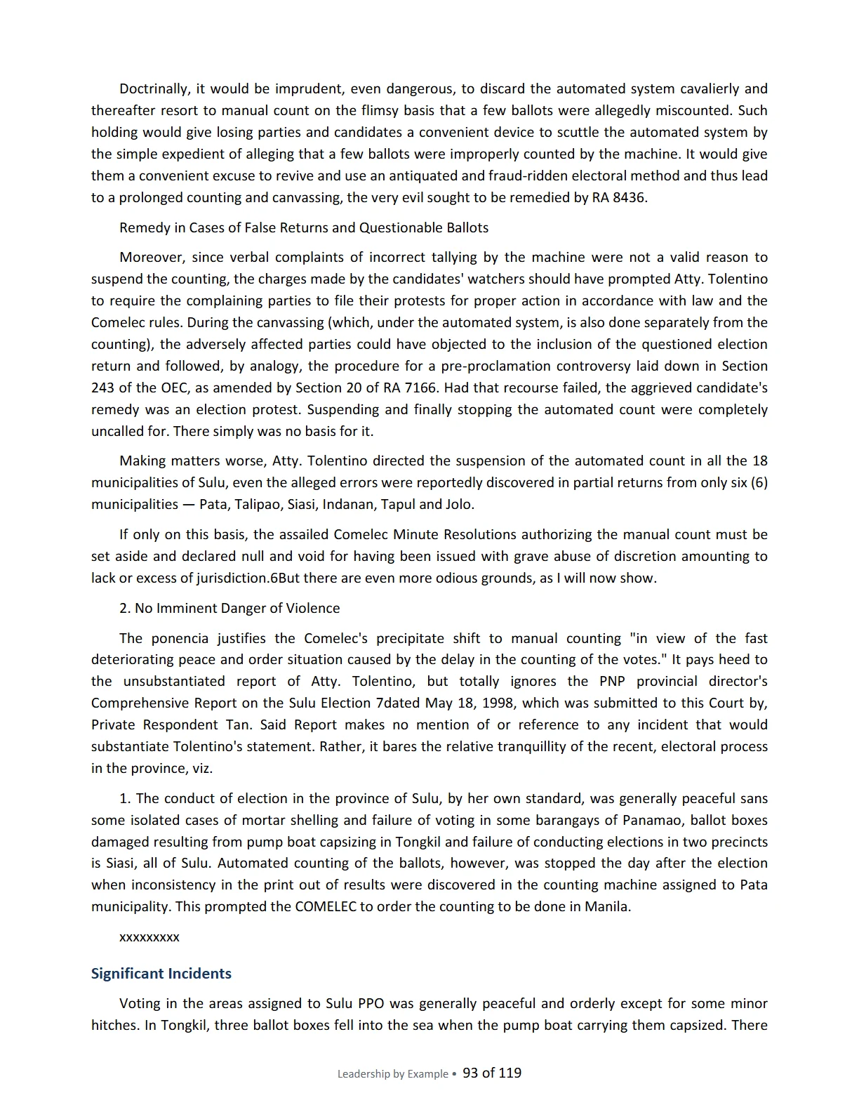 Leadership by Example: The Davide Standard, page 93