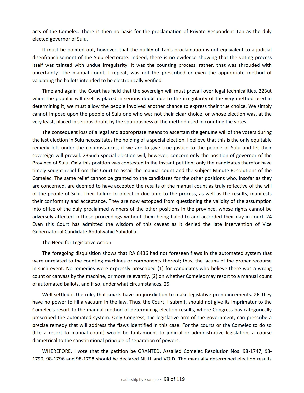 Leadership by Example: The Davide Standard, page 98