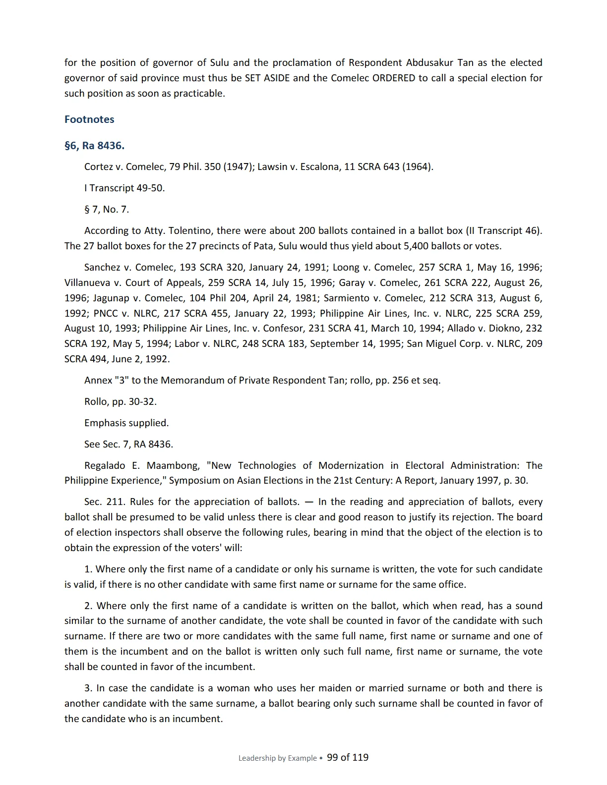 Leadership by Example: The Davide Standard, page 99