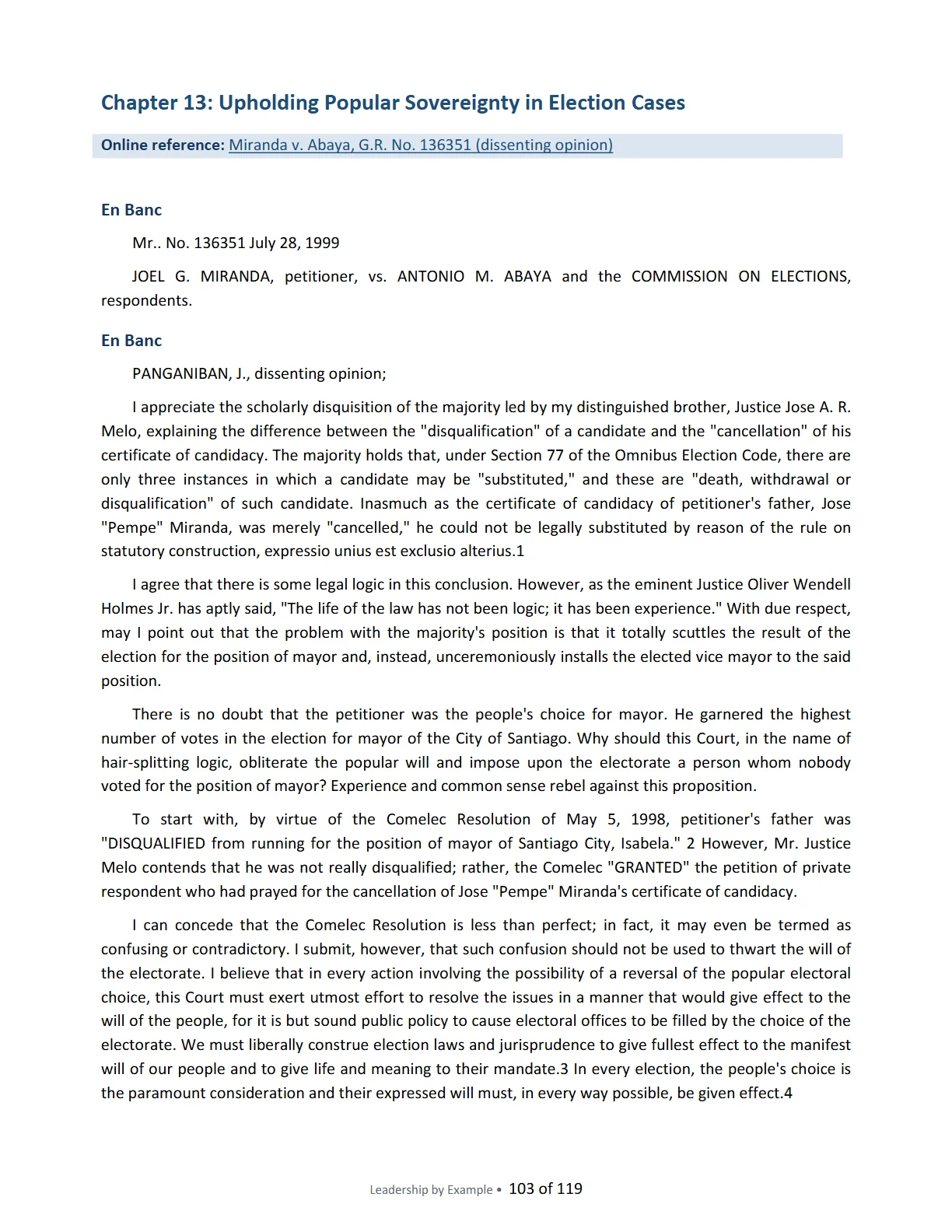 Leadership by Example: The Davide Standard, page 103