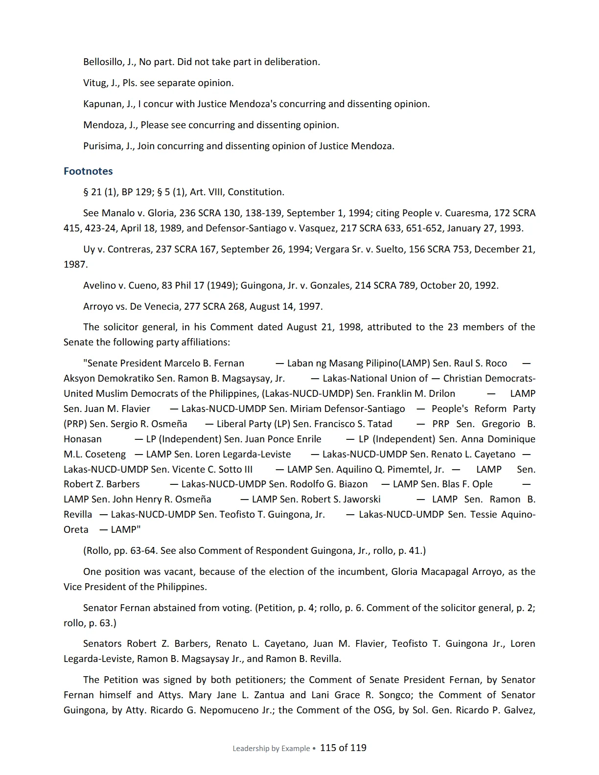 Leadership by Example: The Davide Standard, page 115
