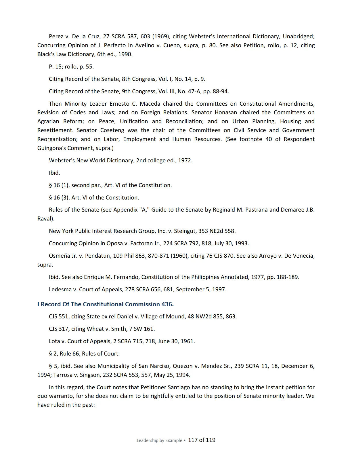 Leadership by Example: The Davide Standard, page 117