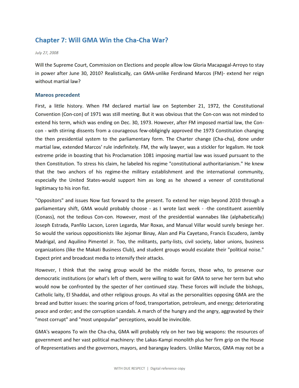 WITH DUE RESPECT, page 20