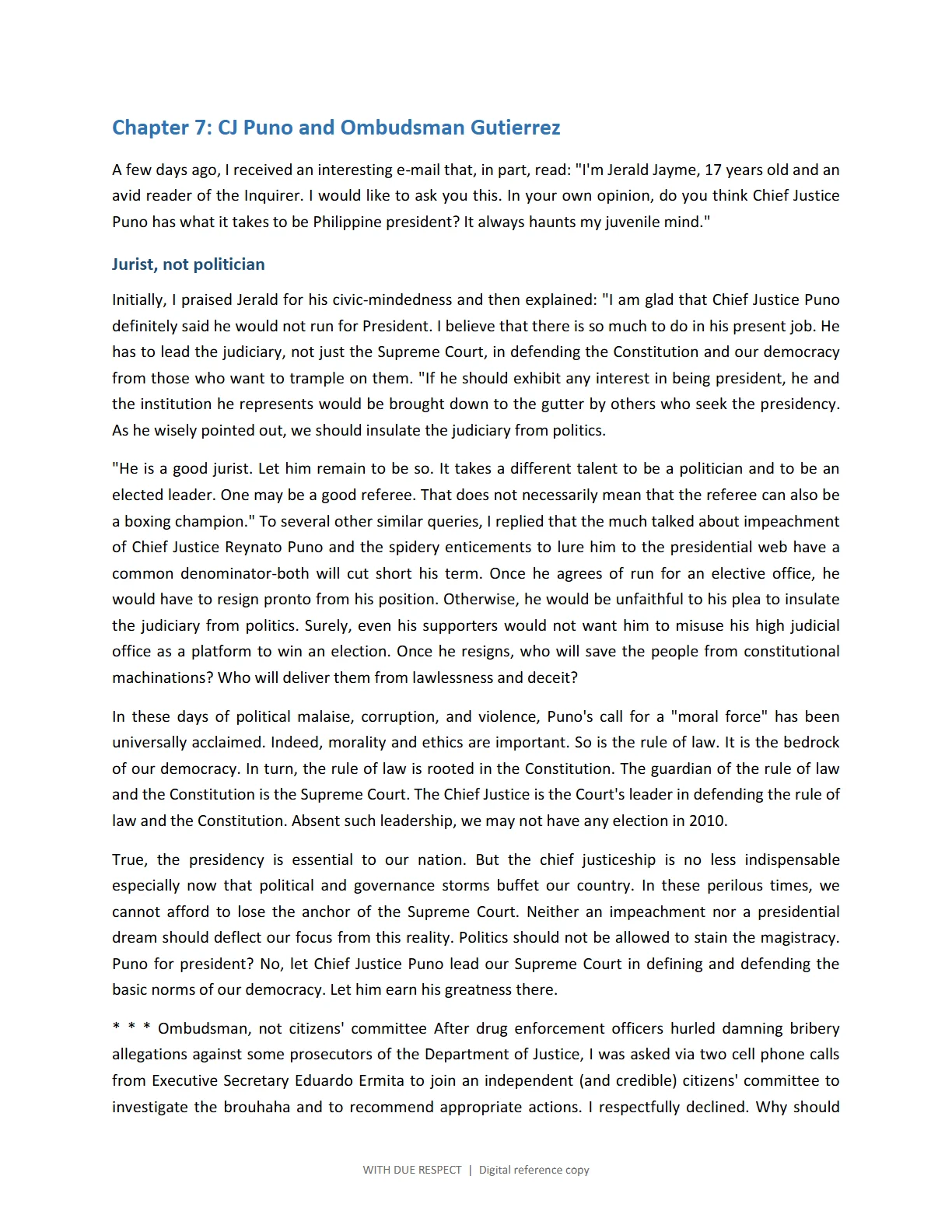 WITH DUE RESPECT, page 60