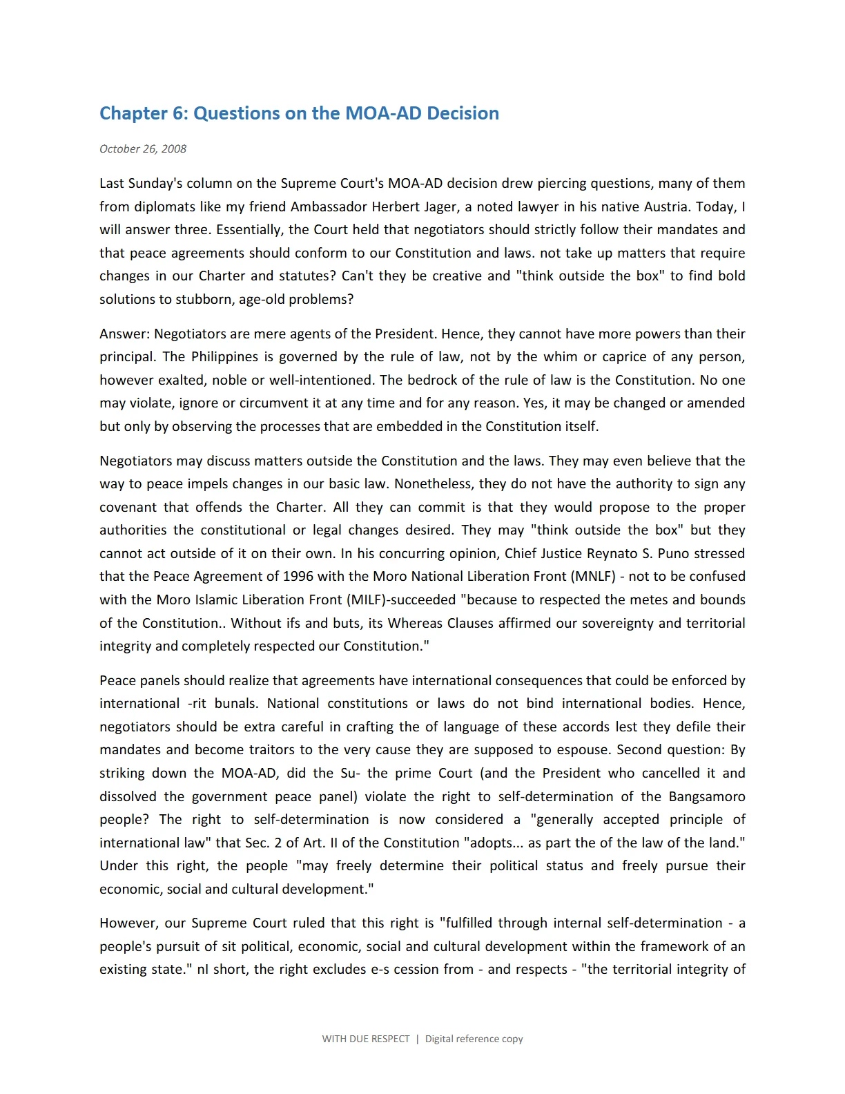 WITH DUE RESPECT, page 77