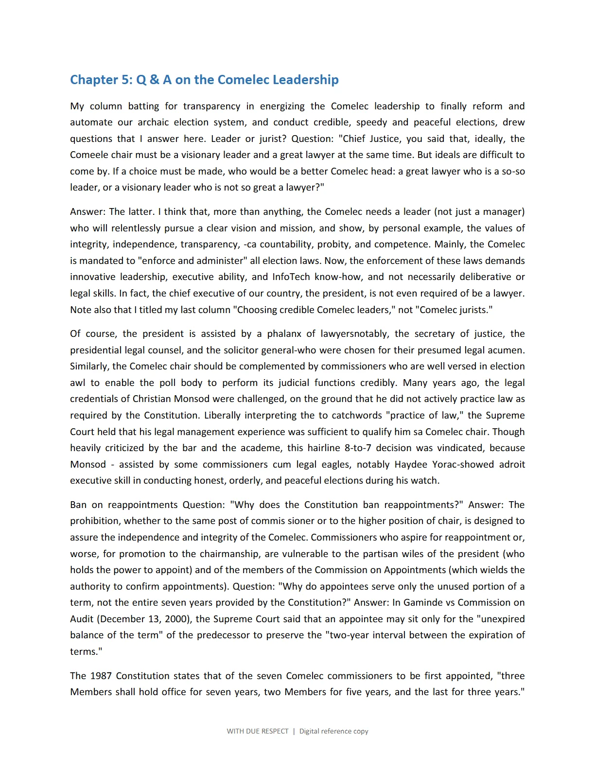 WITH DUE RESPECT, page 95